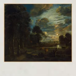 Night Landscape with a River by Aert van der Neer Printed on Canvas