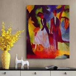 People at the Blue Lake by August Macke Printed on Canvas