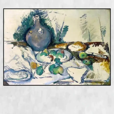 Still Life With Water Jug by Paul Cézanne Printed on Canvas