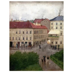Street Corner on Karl Johan, Grand Cafe by Edvard Munch 1883
