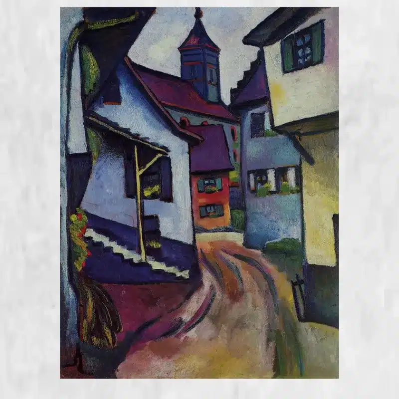 Street with Church in Kandern by August Macke Printed on Canvas