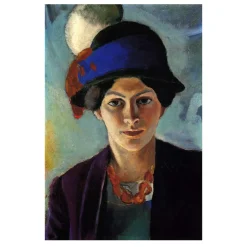The Artist's Wife in Blue Hat by August Macke 1909