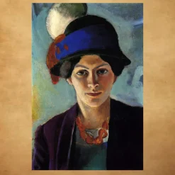 The Artist's Wife in Blue Hat by August Macke 1909