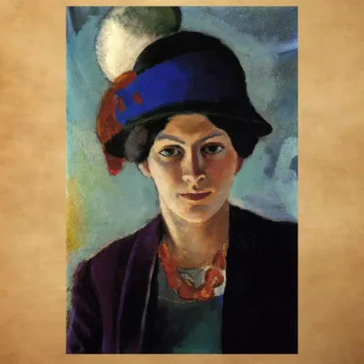The Artist's Wife in Blue Hat by August Macke 1909