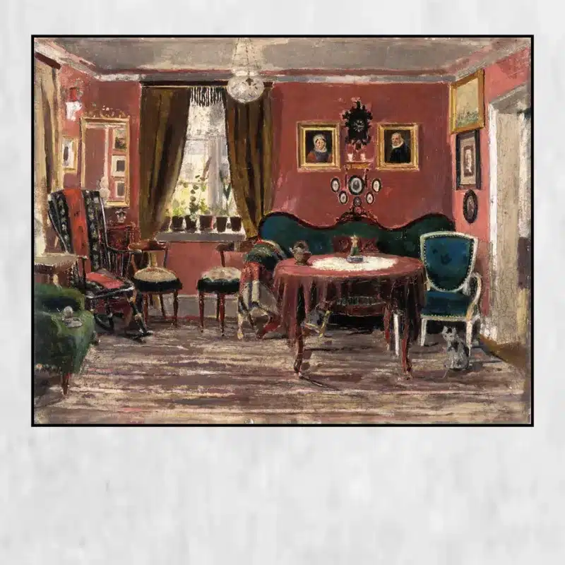 The Living-Room of the Misses Munch by Edvard Munch Printed on Canvas