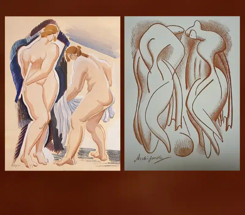 Two Female Figures by Olexandr Archipenko Printed on Canvas