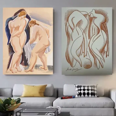 Two Female Figures by Olexandr Archipenko Printed on Canvas