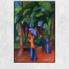 Walking in the Park by August Macke Printed on Canvas