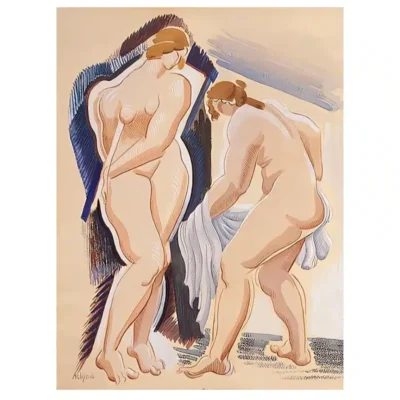 Olexandr Archipenko 1921 Two Nude Female Figures with a Cloth