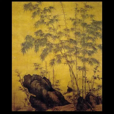 Bamboos and Rock by Li Kan around 1300