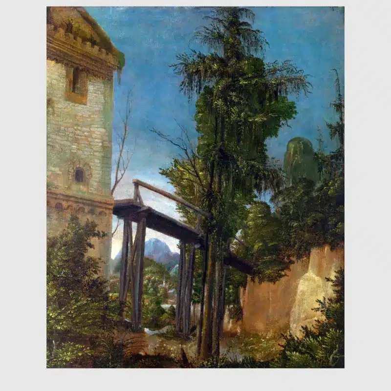 Landscape with a Footbridge by Albrecht Altdorfer Printed on Canvas