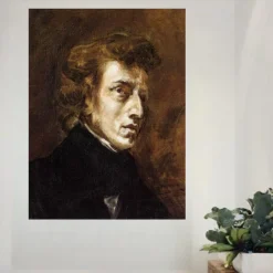 Portrait of Chopin by Eugène Delacroix Printed on Canvas