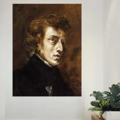 Portrait of Chopin by Eugène Delacroix Printed on Canvas