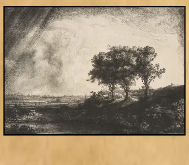 The Three Trees by Rembrandt Printed on Canvas