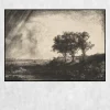 The Three Trees by Rembrandt Printed on Canvas
