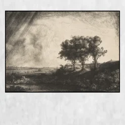 The Three Trees by Rembrandt Printed on Canvas