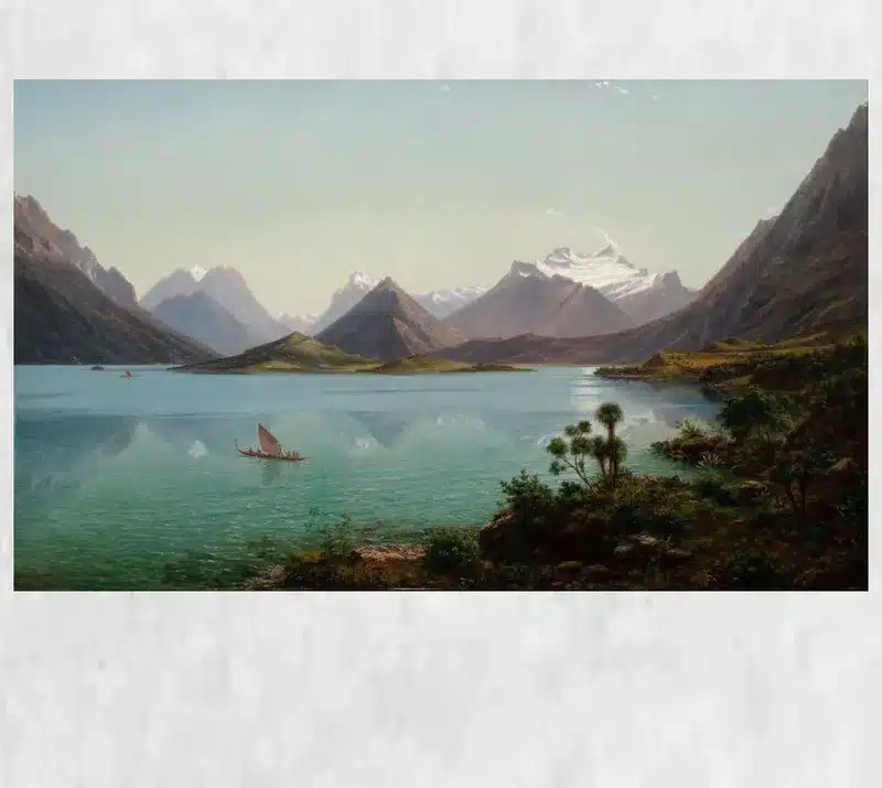 Lake Wakatipu with Mount Earnslaw by Eugène von Guérard Printed on Canvas
