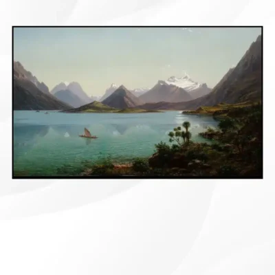 Lake Wakatipu with Mount Earnslaw by Eugène von Guérard Printed on Canvas