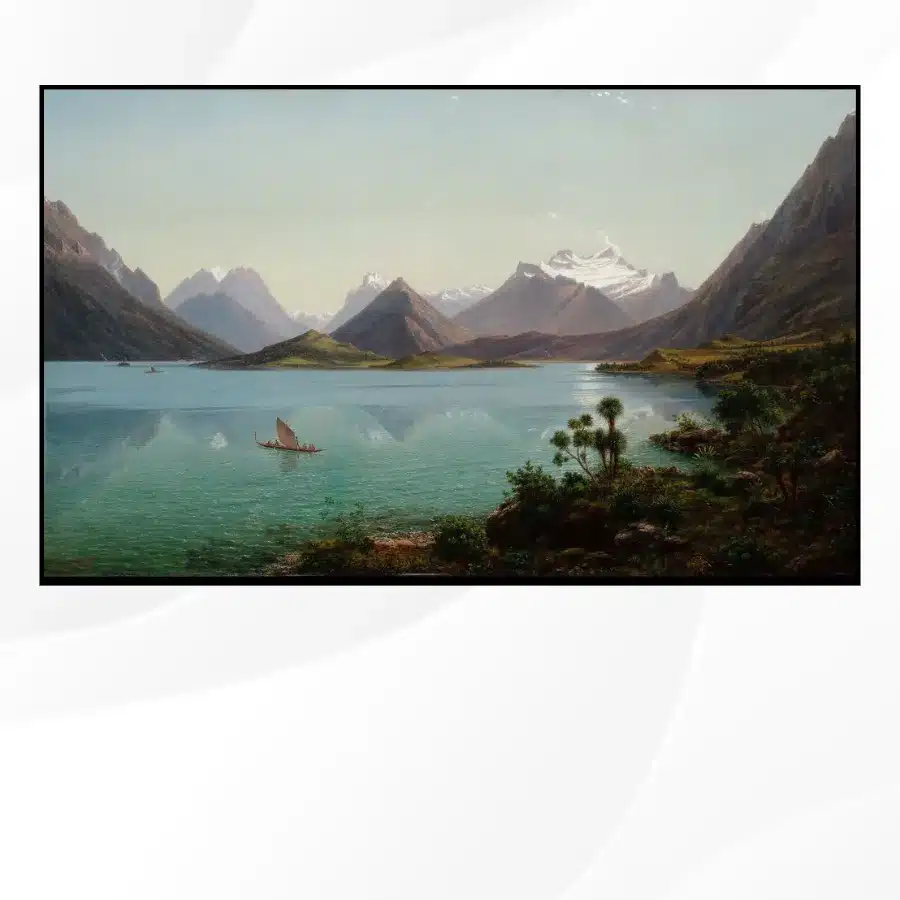 Lake Wakatipu with Mount Earnslaw by Eugène von Guérard Printed on Canvas