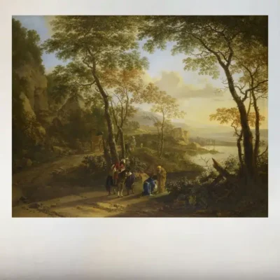 Landscape with St Philip Baptizing the Eunuch by Jan Both Printed on Canvas