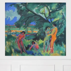 Naked Playing People by Ernst Ludwig Kirchner Printed on Canvas