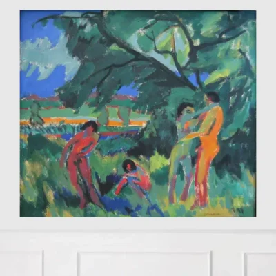 Naked Playing People by Ernst Ludwig Kirchner Printed on Canvas
