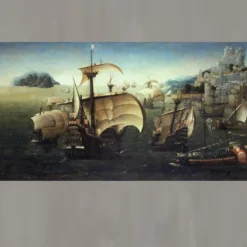 Portuguese Carracks off a Rocky Coast