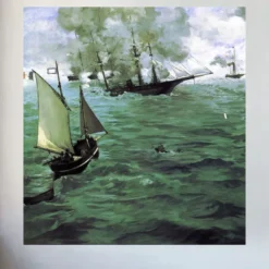 The Battle of the Kearsarge and the Alabama by Édouard Manet Printed on Canvas