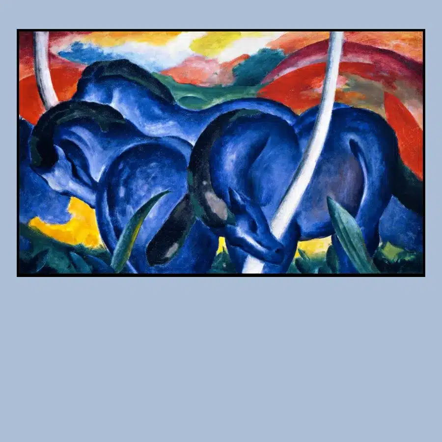 The Large Blue Horses by Franz Marc Printed on Canvas