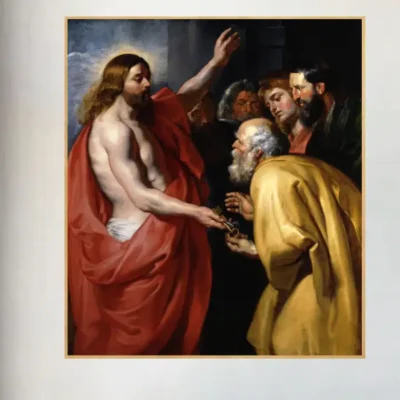 Christ Giving the Keys of Heaven to Saint Peter by Peter Paul Rubens Printed on Canvas