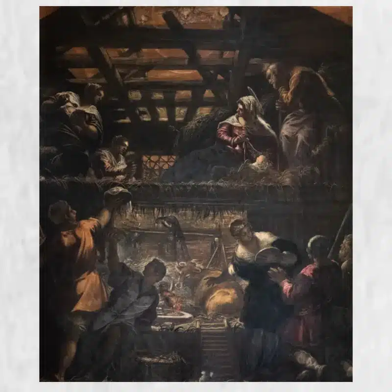 Masterpiece by Tintoretto, Adoration of the Shepherds Printed on Canvas