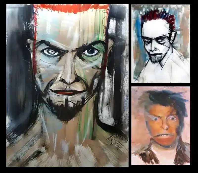 Paintings by David Bowie Self Portrait Printed on Canvas