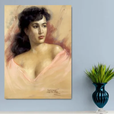 Portrait of a Young Lady by Basuki Abdullah Printed on Canvas