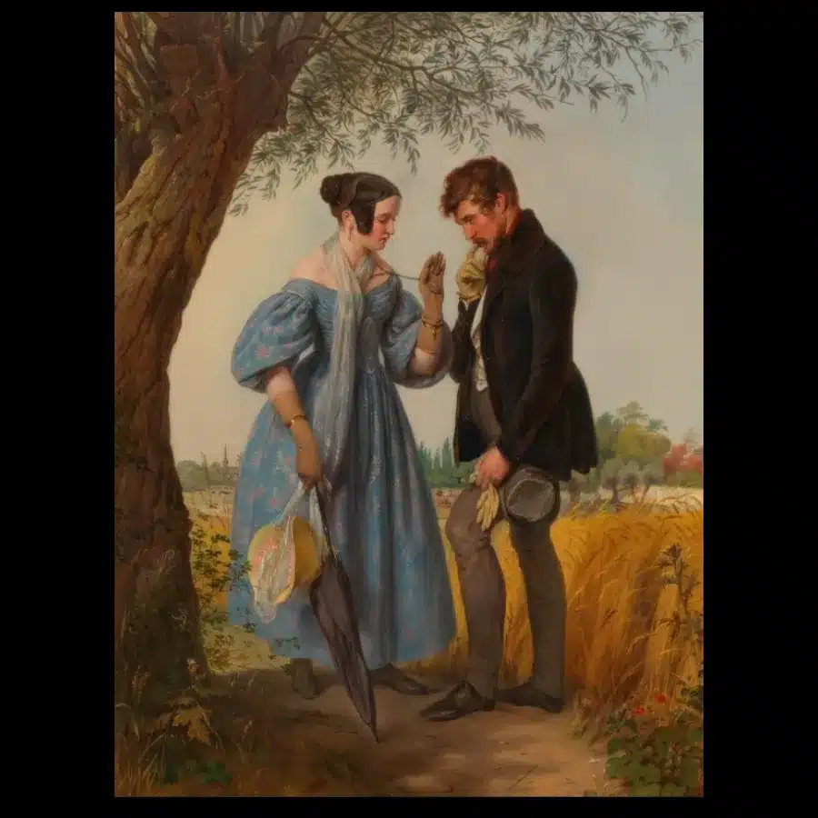 The Encounter by Josef Danhauser Printed on Canvas