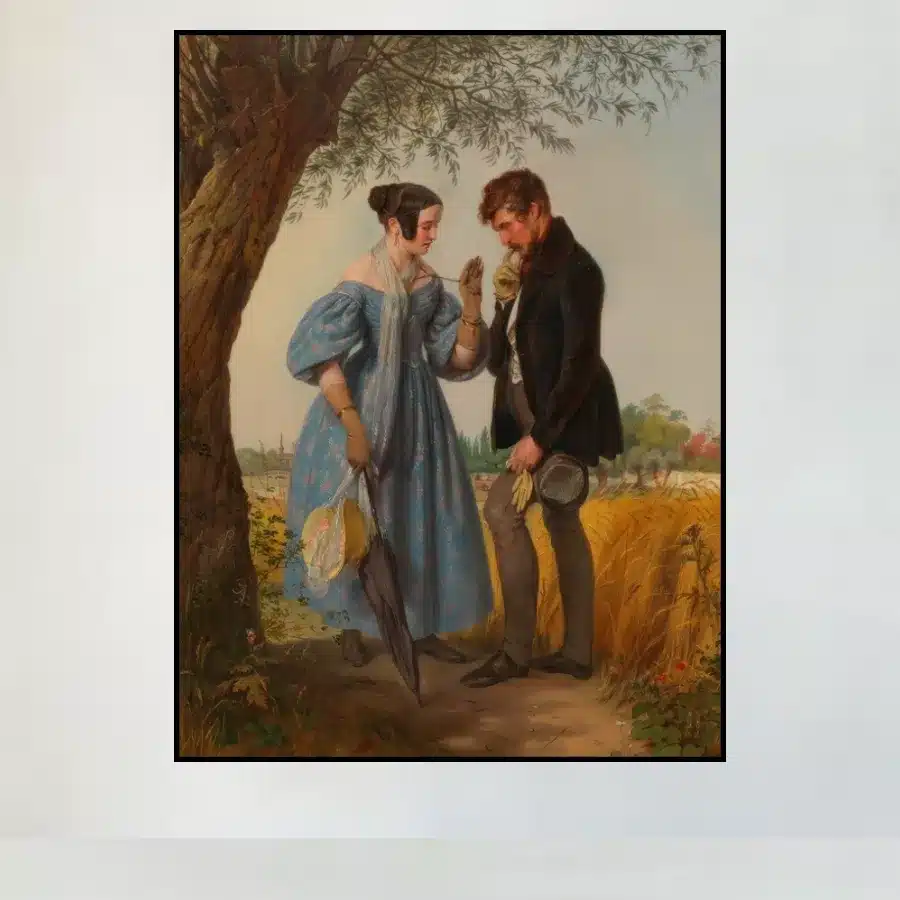 The Encounter by Josef Danhauser Printed on Canvas