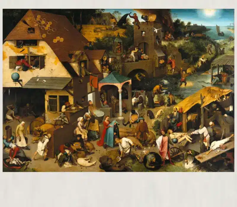 The Netherlandish Proverbs by Pieter Bruegel the Elder Printed on Canvas