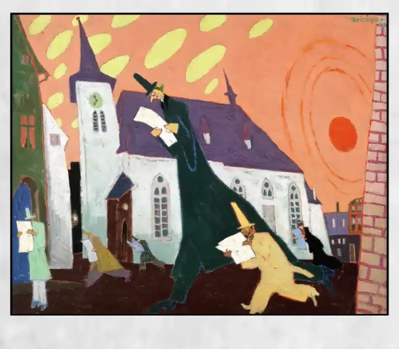 The Newspaper Readers by Lyonel Feininger Printed on Canvas